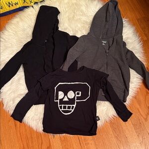 Black and Gray Kids Skull Shirt and 2 sweatshirts size 5t